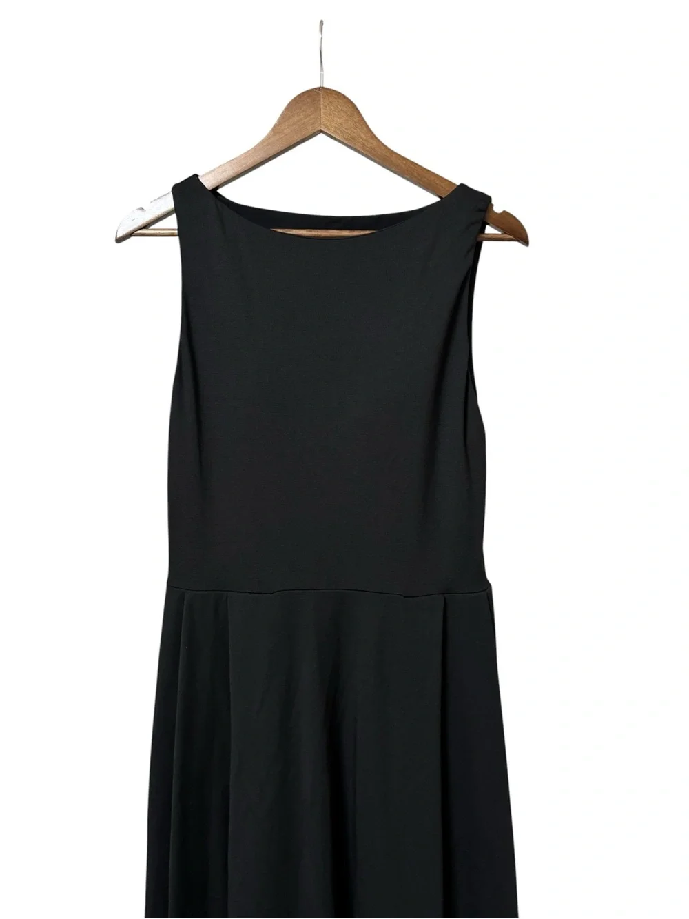 OGL Black sleeveless bamboo sculpting stretch ponte boatneck chic midi dress L